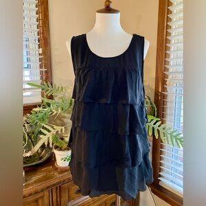 J. Crew Black Silk Tiered Tank Sz 4